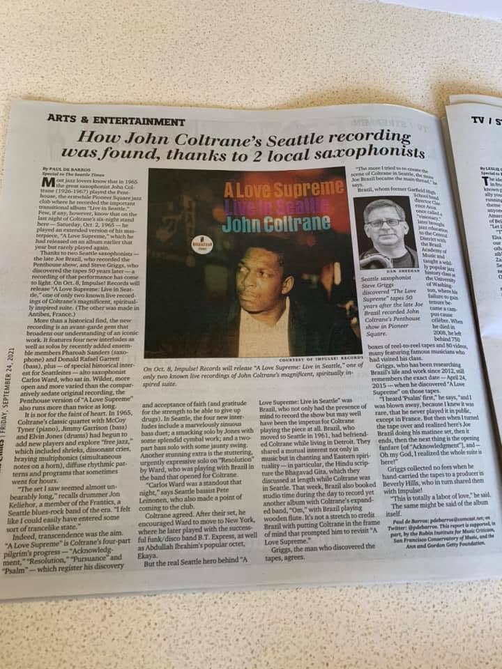A Love Supreme Live in Seattle reviewed in Seattle Times by Paul de Barros